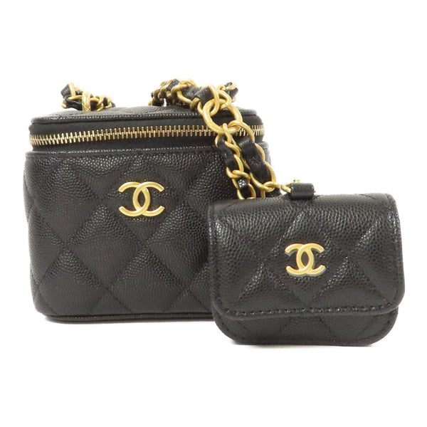 CHANEL Quilted CC GHW Chain Shoulder Bag AP3375 Caviar Leather Black
