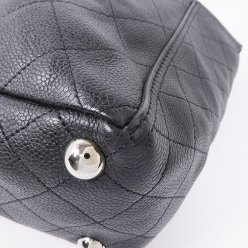 CHANEL CC SHW Chain Shoulder Bag Calfskin Leather Black v10