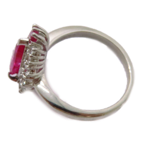 FINE JEWELRY 1.38ct Pink Sapphire 0.3ct Diamond 0.34ct Ruby Ring PT900 US#4.5