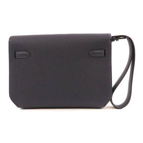 HERMES PHW Kelly Depeches 25 Pouch Togo Leather 2Z Bleu Nuit