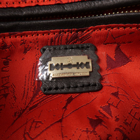 Alexander McQueen GHW Clutch Bag Pouch Calfskin Leather Black