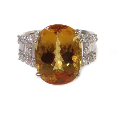 Fine Jewelry 8.72ct Topaz 0.68ct Diamond Ring US#5.75 PT900 Platinum