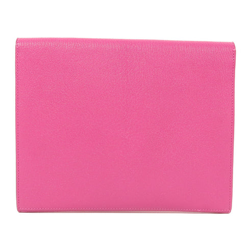 HERMES PHW Cinhetic Clutch Bag Mysore Leather Pink