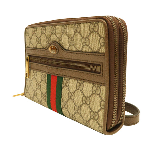 GUCCI GG GHW Ophidia Shoulder Bag 575722 Coated Canvas Brown v1