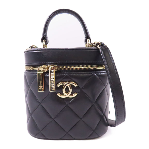 CHANEL CC GHW Trendy CC Vanity Case 2 Way Shoulder Bag Lambskin Leather Black