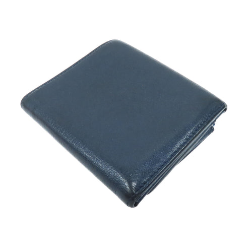 CHANEL CC SHW Camellia Fold Wallet Calfskin Leather Blue