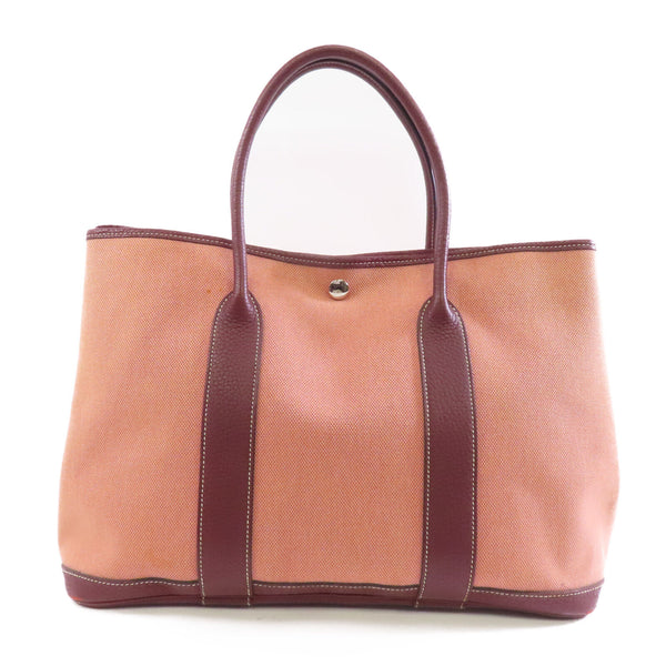 HERMES PHW Garden Party PM Tote Shoulder Bag Canvas Pink