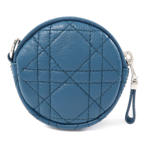 Christian Dior CD SHW Coin Case Purse Calfskin Leather Blue