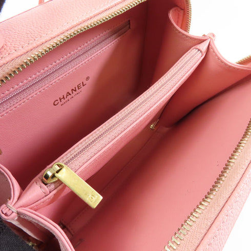 CHANEL Quilted CC GHW Vanity Case 2 Way Shoulder Bag A93343 Calfskin Pink