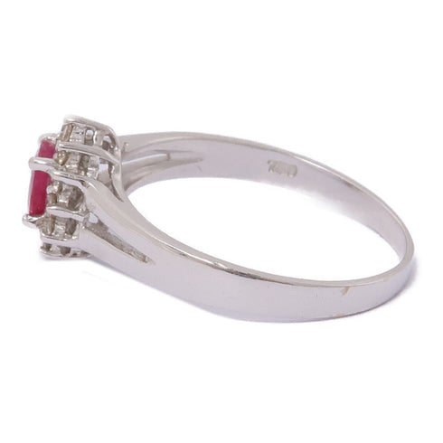 JEWELRY Ruby Diamond Ring 18K White Gold US#6.75