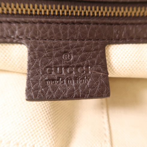 GUCCI GG GHW Double G Boston Bag Handbag 251813 Canvas Leather Brown