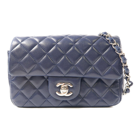 CHANEL Quilted CC SHW Classic 20 Chain Shoulder Bag A69900 Lambskin Leather Navy