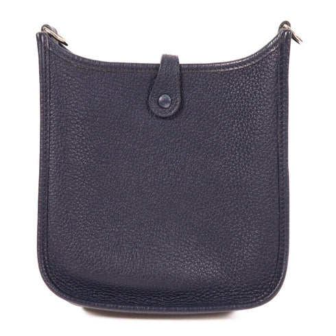 HERMES PHW Evelyne TPM Shoulder Bag Taurillon Clemence Leather Bleu Nuit