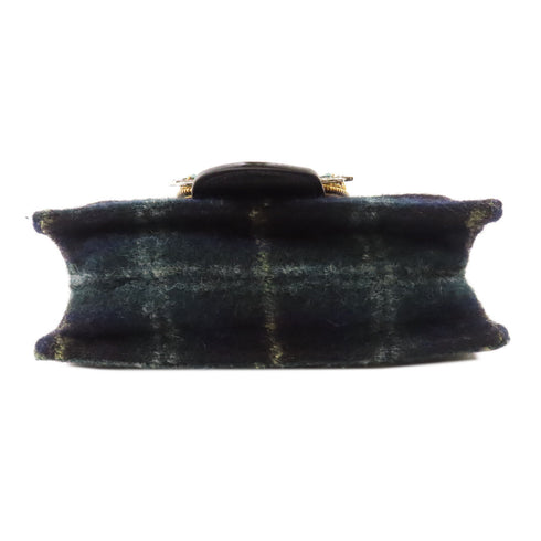 Miu Miu GHW Shoulder Crossbody Bag Wool Black Blue Green