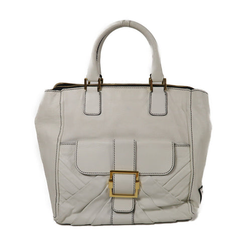 Valentino GHW Handbag Calfskin Leather White