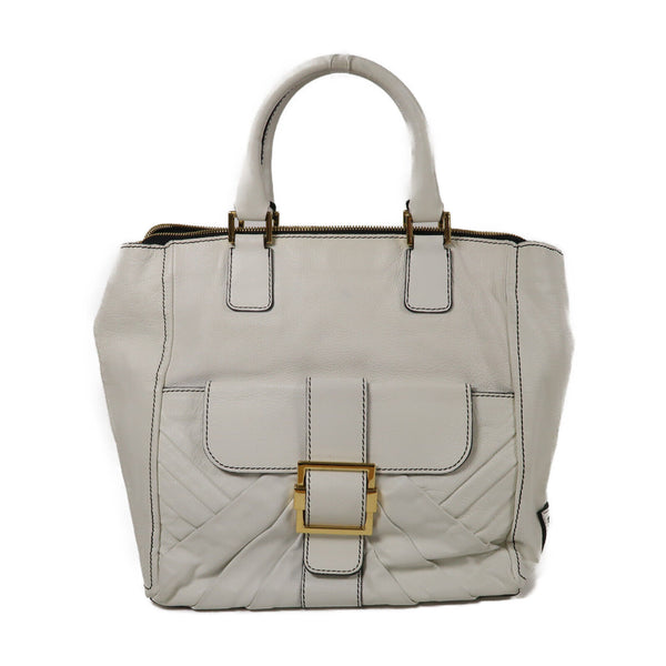 Valentino GHW Handbag Calfskin Leather White