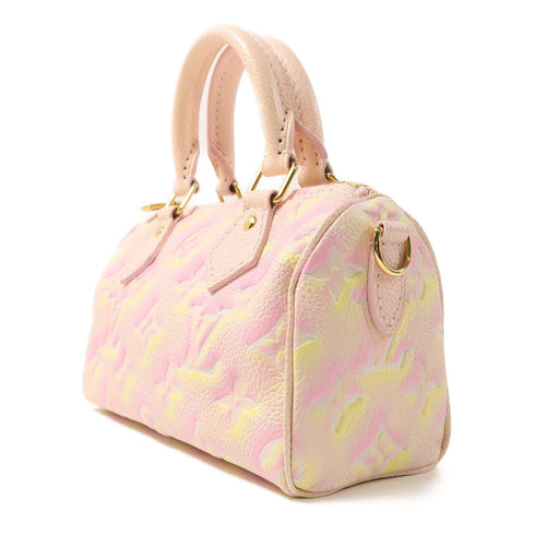 LOUIS VUITTON LV GHW Nano Speedy 2 Way Bag M81508 Monogram Empreinte Pink/Yellow