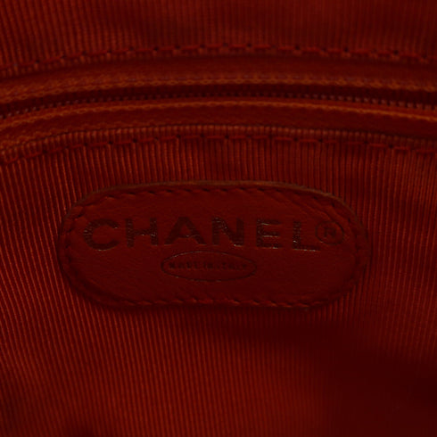 CHANEL CC GHW Shoulder Bag Calfskin Leather Orange
