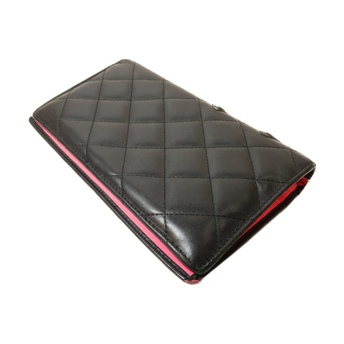 CHANEL Quilted CC Cambon Line Long Wallet Calfskin Leather Black