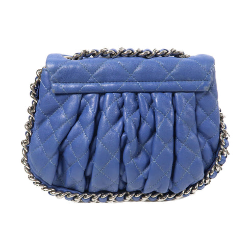 CHANEL Quilted CC SHW Chain Shoulder Bag Calfskin Leather Blue v1
