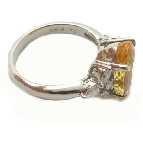 FINE JEWELRY 5.64ct Imperial Topaz 0.55ct Diamond Ring PT900 Platinum US#8