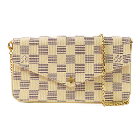 LOUIS VUITTON LV GHW Pochette Felicie Shoulder Bag N63106 Damier Azur White