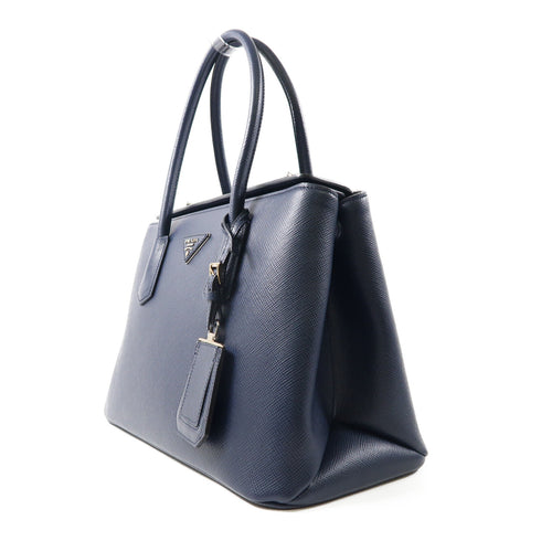 PRADA SHW Cuir Twin Lock 2 Way Shoulder Bag Handbag BN2823 Saffiano Leather Navy