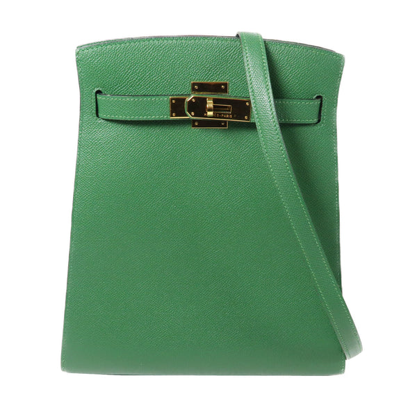 HERMES GHW Kelly Sports Shoulder Bag Epsom Leather Green