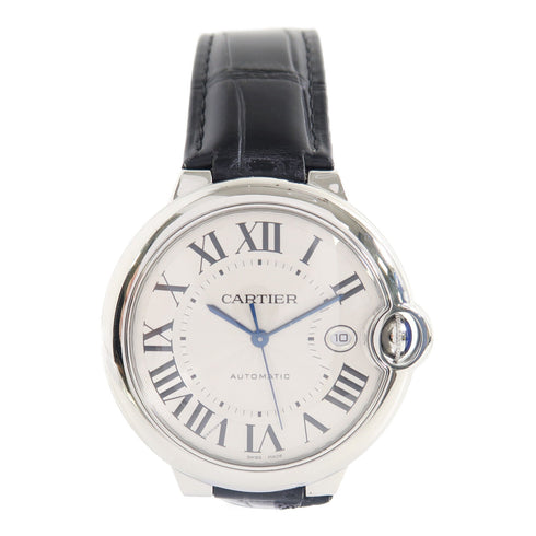 CARTIER Ballon Bleu Automatic Watch W69012Z4 Stainless Steel/Leather Silver