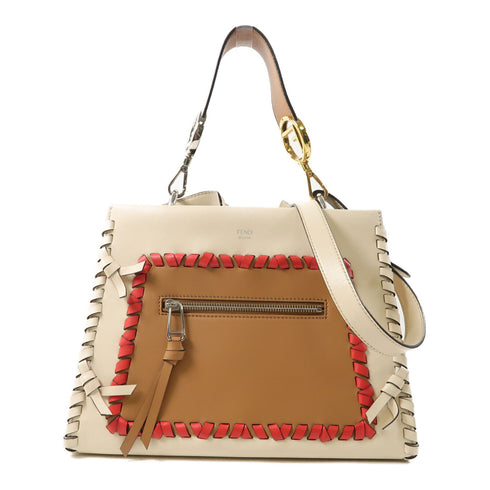 FENDI SHW Runaway 2 Way Bag 8BH344 Calfskin Leather Beige/Brown