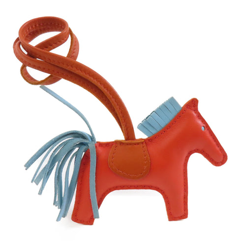 HERMES Rodeo PM Charm Veau Swift Leather Orange/Blue