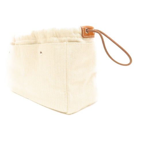 HERMES PHW Fourbi 25 Pouch Clutch Canvas Beige