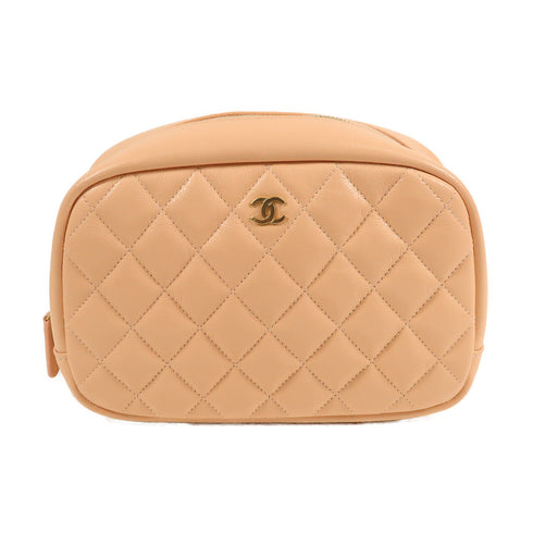 CHANEL CC GHW Cosmetic Pouch Calfskin Leather