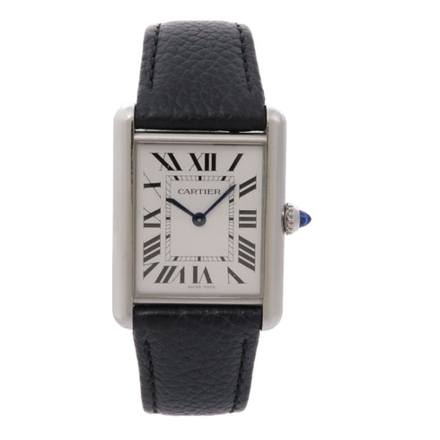 CARTIER Tank Must WSTA0041 Quartz Watch Stainless Steel/Leather Belt White