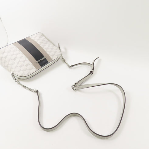 Michael Kors SHW Chain Shoulder Bag 38TOCIJC3V PVC Coated Canvas White