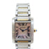 CARTIER Tank Francaise Quartz Watch #2384 18K Gold Stainless Steel Shell Pink