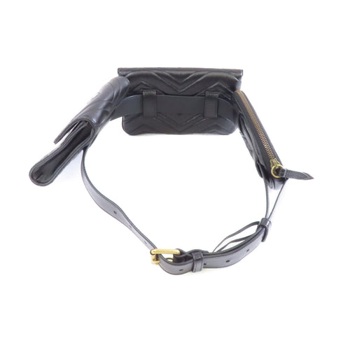 GUCCI GG GHW GG Marmont Belt Bag Belt Size 85 Calfskin Leather Black