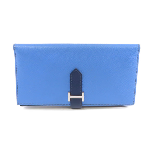 HERMES PHW Bearn Wallet Epsom Leather Azur Bleu Saphir Blue