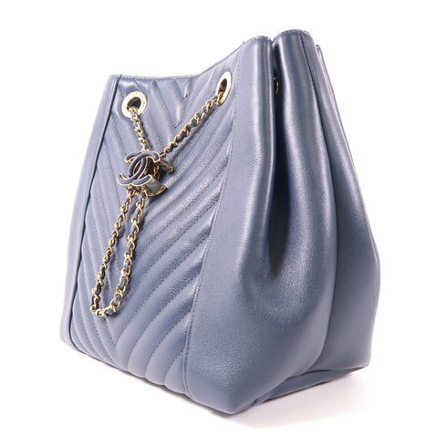 CHANEL CC GHW Drawstring Bag Chain Shoulder Bag AS0263 Leather