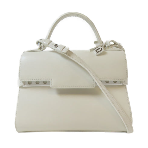 Delvaux Tempete 2 Way Shoulder Bag Handbag Lambskin Leather White