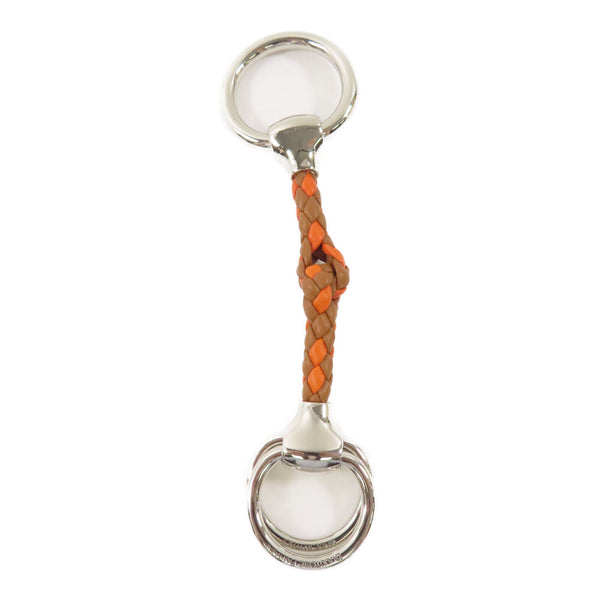 HERMES Scarf Ring Metal Leather