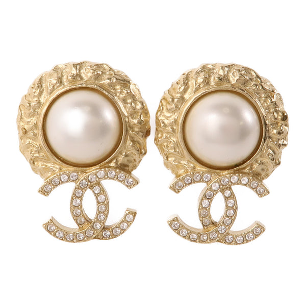 CHANEL CC Earrings Accessories F22/C Metal PVC Gold White