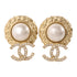 CHANEL CC Earrings Accessories F22/C Metal PVC Gold White