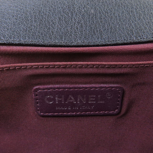 CHANEL Quilted SHW CC Boy Chanel 25 Chain Shoulder Bag Calfskin Leather Black