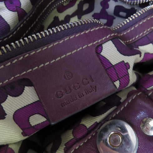 GUCCI GG GHW Guccissima Handbag Tote Bag Calfskin Leather 203624 Purple