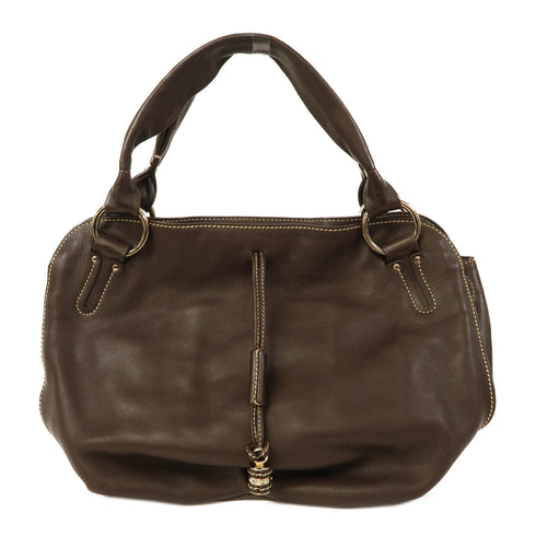 CELINE SHW Shoulder Bag Calfskin Leather Brown