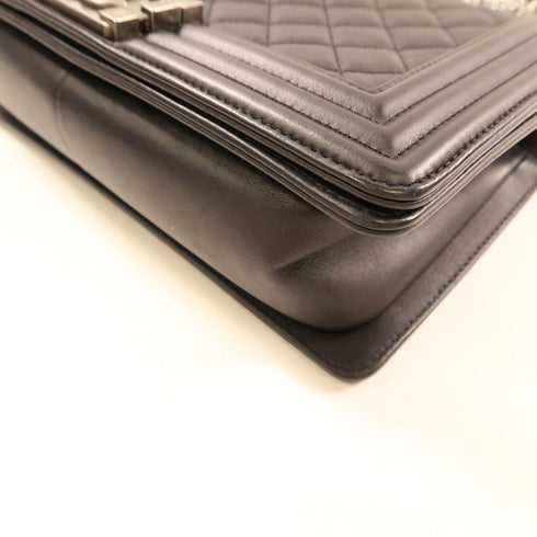 CHANEL CC Boy 25 Chain Shoulder Bag Calfskin Leather Black v1