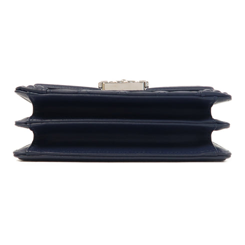 CHANEL Quilted CC SHW Boy North South Chain Shoulder Bag Lambskin Leather Blue