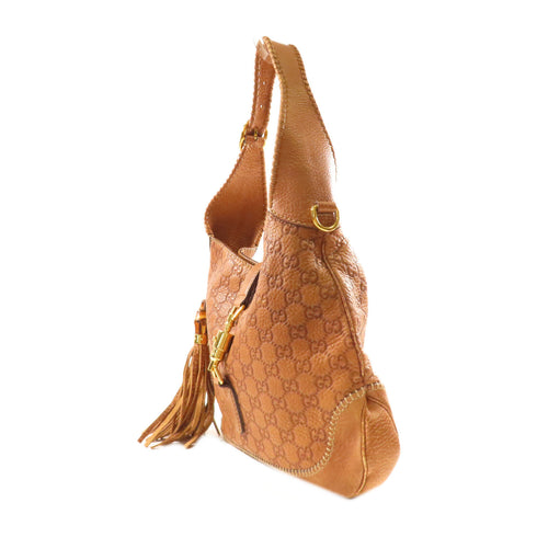 GUCCI GG GHW Jackie Bamboo 2 Way Shoulder Bag Handbag 219725 Leather Brown