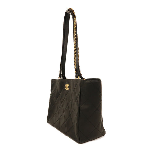 CHANEL CC GHW Matelasse Tote Bag Shoulder Bag AS3537 Calfskin Leather Black